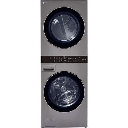 LG WashTower Single Front Load Unit with Center Control, 4.5-Cu. Ft. Washer and 7.4-Cu. Ft. Electric Dryer in Graphite (WKE100HVA)