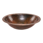 Premier Copper 19 in. Oval Under Counter Hammered Copper Bathroom Sink