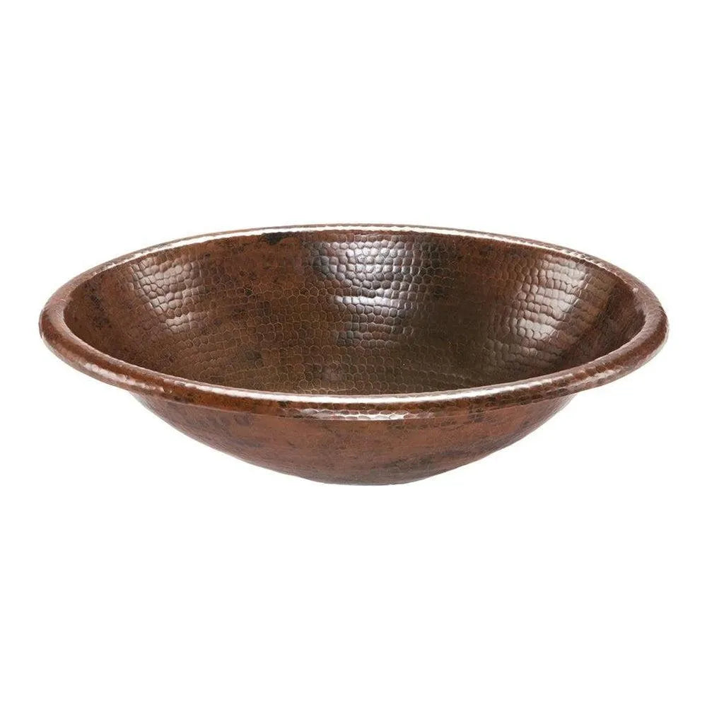 Premier Copper 19 in. Oval Self Rimming Hammered Copper Sink
