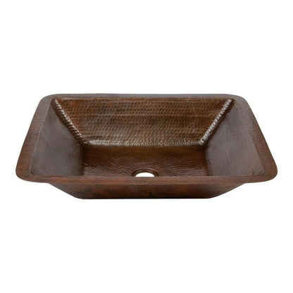 Premier Copper 19 in. Rectangle Under Counter Hammered Copper Bathroom Sink