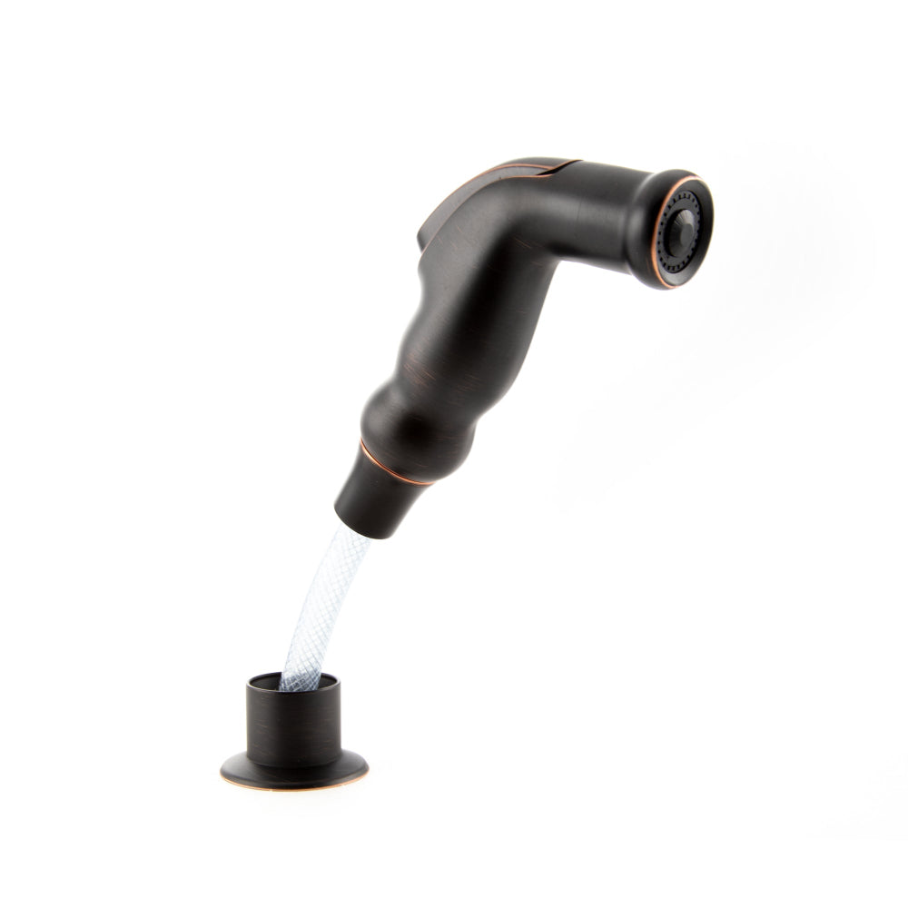 ZLINE Mona Kitchen Faucet (MNA-KF) Oil Rubbed Bronze sprayer on a white background
