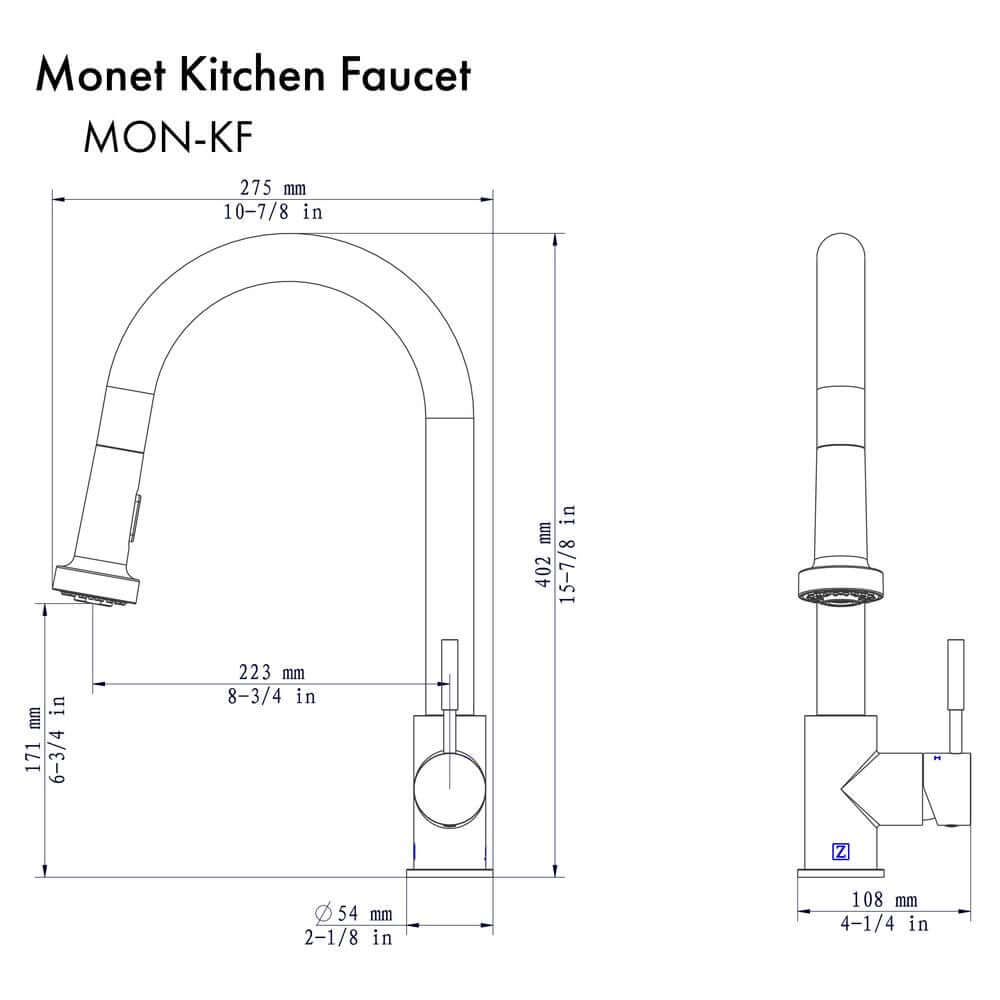 ZLINE Monet Kitchen Faucet in Brushed Nickel (MON-KF-BN)