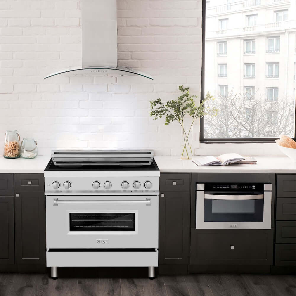 ZLINE 36 in. 4.6 cu. ft. Legacy Induction Range with 5 Element Cooktop and Electric Convection Oven in Stainless Steel, Open Box-Good Condition