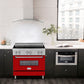 ZLINE 36 in. 4.6 cu. ft. Legacy Induction Range with 5 Element Cooktop and Electric Oven in Stainless Steel and Red Gloss Door, Open Box-Good Condition
