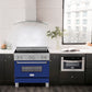 ZLINE 36 in. 4.6 cu. ft. Legacy Induction Range with 5 Element Cooktop and Electric Oven in Satin Stainless Steel and Blue Gloss Door, Open Box-Good Condition