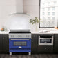 ZLINE 36 in. 4.6 cu. ft. Legacy Induction Range with 5 Element Cooktop and Electric Oven in Satin Stainless Steel and Blue Matte Door, Open Box-Good Condition
