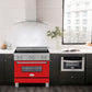 ZLINE 36 in. 4.6 cu. ft. Legacy Induction Range with 5 Element Cooktop and Electric Oven in Satin Stainless Steel and Red Matte Door, Open Box-Good Condition