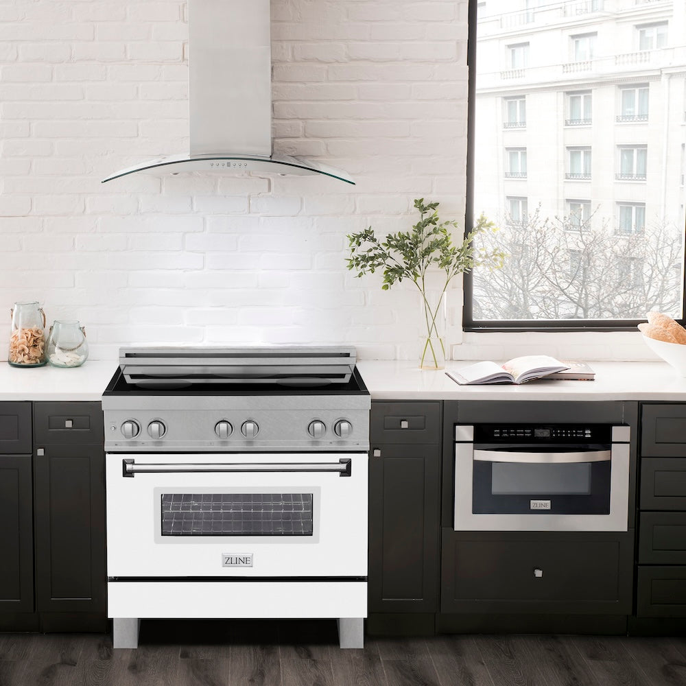 ZLINE 36 in. 4.6 cu. ft. Induction Range with a 4 Element Stove and Electric Oven in White Matte (RAINDS-WM-36)