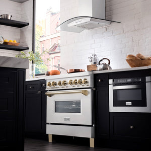ZLINE Autograph Edition 36 in. 4.6 cu. ft. Legacy Dual Fuel Range with 6 Burner Gas Cooktop and Electric Convection Oven in Satin Stainless Steel and Polished Gold Accents, Open Box-Good Condition