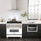 ZLINE Autograph Edition 36 in. 4.6 cu. ft. Legacy Dual Fuel Range with 6 Burner Gas Cooktop and Electric Convection Oven in Satin Stainless Steel with White Matte Door and Polished Gold Accents, Open Box-Good Condition