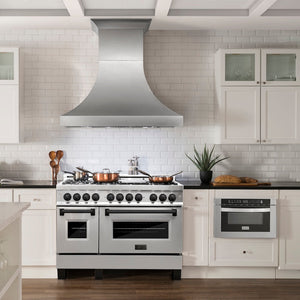 ZLINE Autograph Edition 48 in. 6.0 cu. ft. Legacy Dual Fuel Range with 7 Burner Gas Cooktop and 2 Electric Ovens in Stainless Steel and Matte Black Accents, Open Box-Great Condition