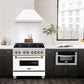 ZLINE Autograph Edition 36 in. Satin Stainless Steel Wall Mount Range Hood with White Matte Shell and Accent Handle (8654SNZ-WM36)