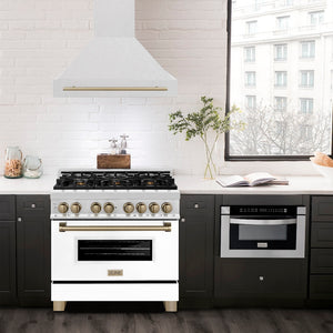 ZLINE Autograph Edition 36 in. Satin Stainless Steel Wall Mount Range Hood with Accent Handle (8654SNZ-36)