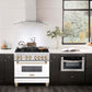 ZLINE Autograph Edition 36 in. 4.6 cu. ft. Legacy Dual Fuel Range with 6 Burner Gas Cooktop and Electric Convection Oven in Stainless Steel with White Matte Door and Polished Gold Accents, Open Box-Good Condition