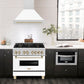 ZLINE Autograph Edition 36 in. Satin Stainless Steel Wall Mount Range Hood with White Matte Shell and Accent Handle (8654SNZ-WM36)
