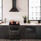 ZLINE 24 in. 2.8 cu. ft. Legacy Dual Fuel Range with Gas Cooktop and Electric Convection Oven in Black Stainless Steel with 4 Brass Burners, Open Box-Good Condition