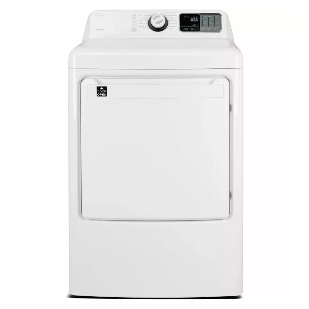 Midea 27 in. 7.5 cu. ft. Front Load Electric Dryer in White (MLE45N1BWW) main image.