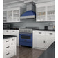 ZLINE 30 in. 4.0 cu. ft. Legacy Dual Fuel Range with 4 Burner Gas Cooktop and Electric Convection Oven in Satin Stainless Steel and Blue Matte Door (RAS-BM-30)