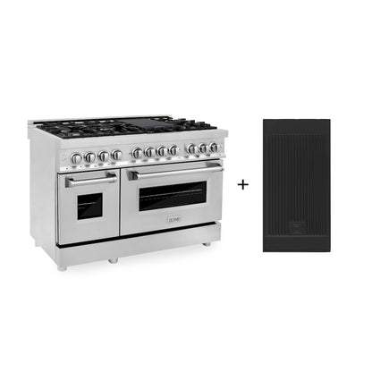 ZLINE 48 in. 6.0 cu. ft. Legacy Dual Fuel Range with 7 Burner Gas Cooktop and 2 Electric Ovens in Stainless Steel with Reversible Griddle (RA-GR-48)