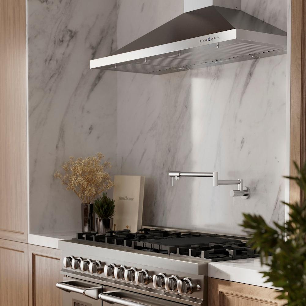 ZLINE Gemini Pot Filler (GEM-FPF) in a luxury kitchen.