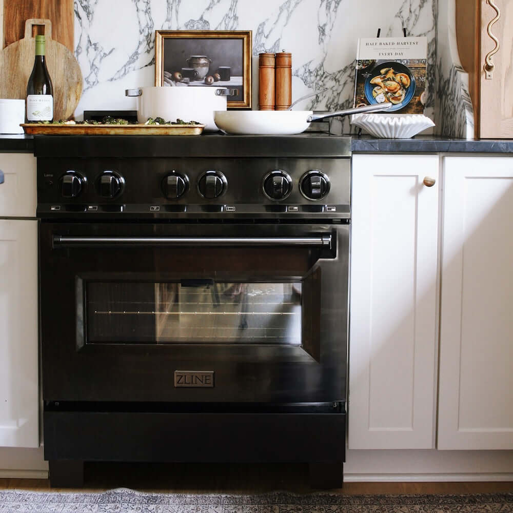 ZLINE 30 in. 4.0 cu. ft. Legacy Induction Range with 4 Element Cooktop and Electric Oven in Black Stainless Steel, Open Box-Good Condition