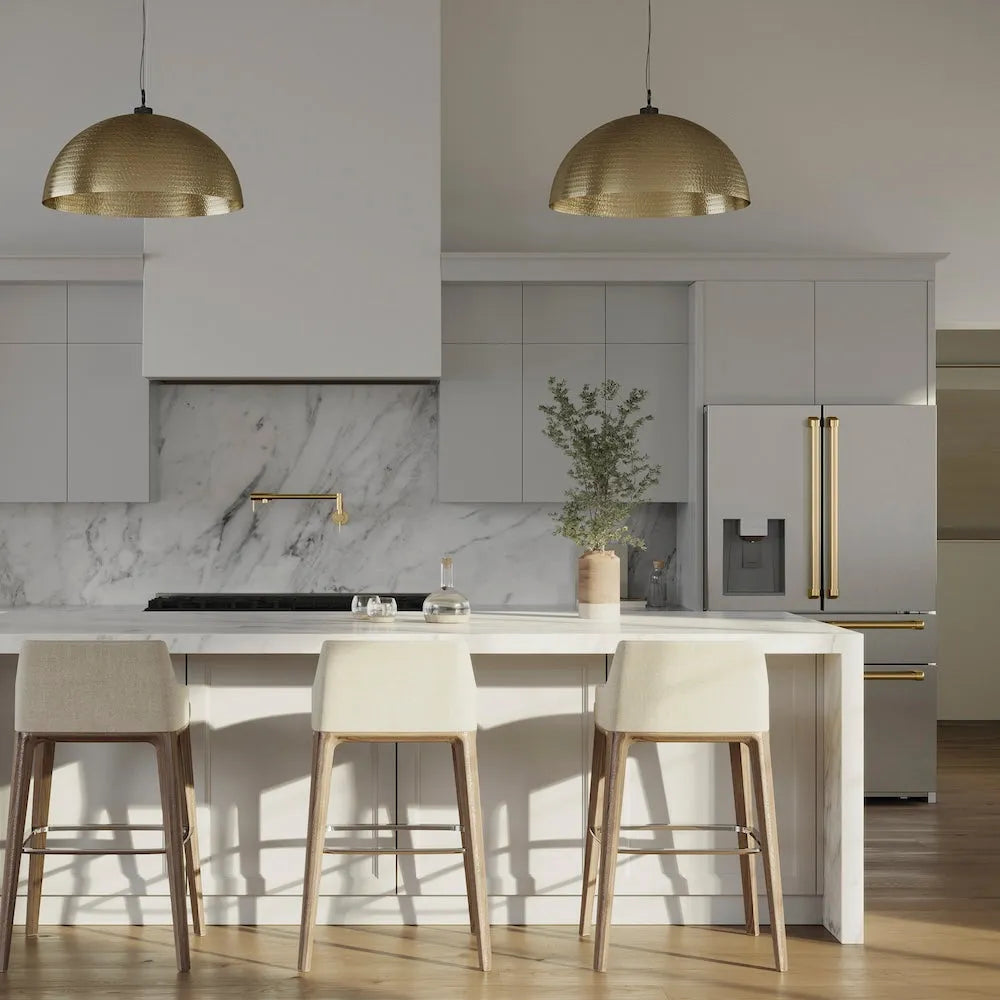 Luxury kitchen with professional range and range hood