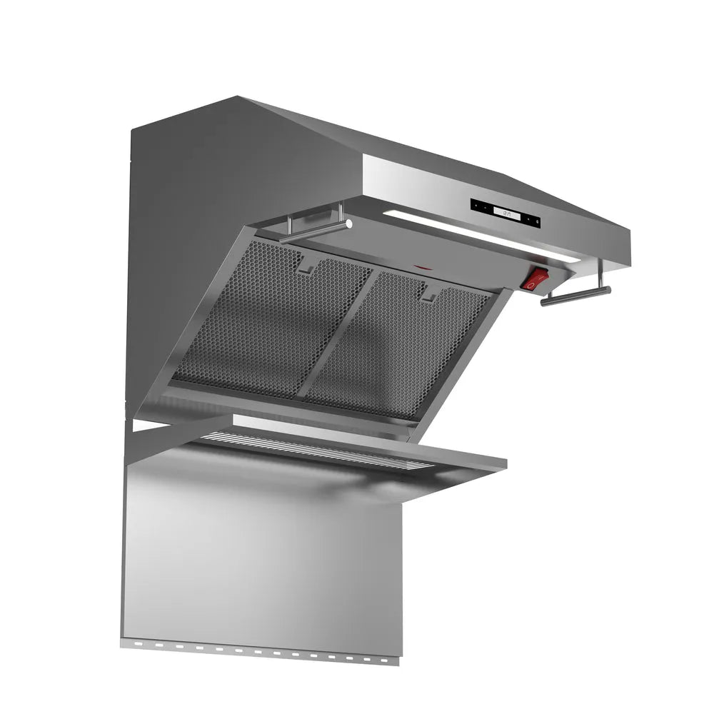 Forno Savona 30 in. Wall Mount Range Hood with Backsplash with Red Light Warmer and Shelf (FRHWM5029-30HB)