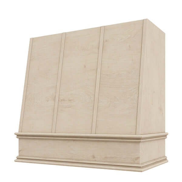 Hoodsly Angled Wall Mount Wooden Range Hood with Strapping and Size and Color Options main image.