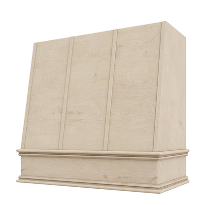 Hoodsly Angled Wall Mount Wooden Range Hood with Strapping and Size and Color Options