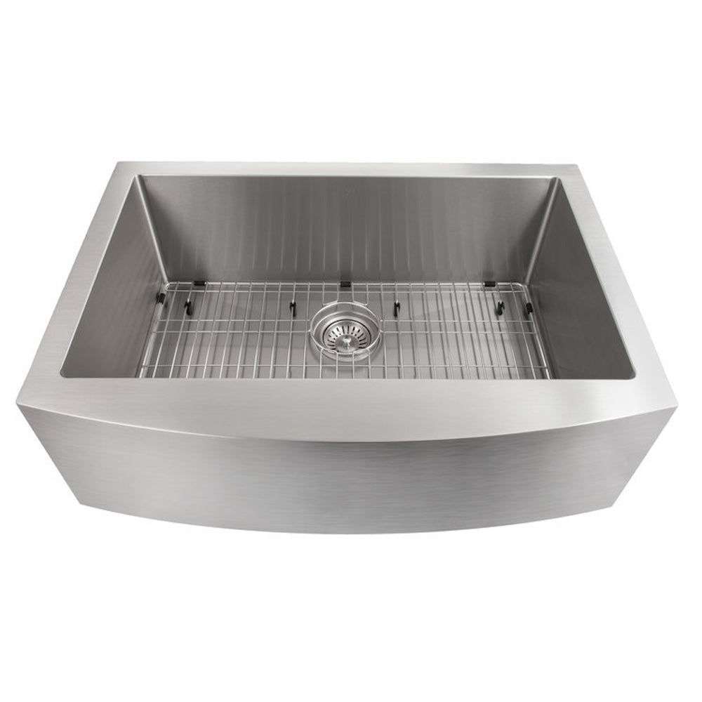 ZLINE 30 in. Zermatt Farmhouse Apron Mount Single Bowl Kitchen Sink with Bottom Grid and Color Options (SAS-30)