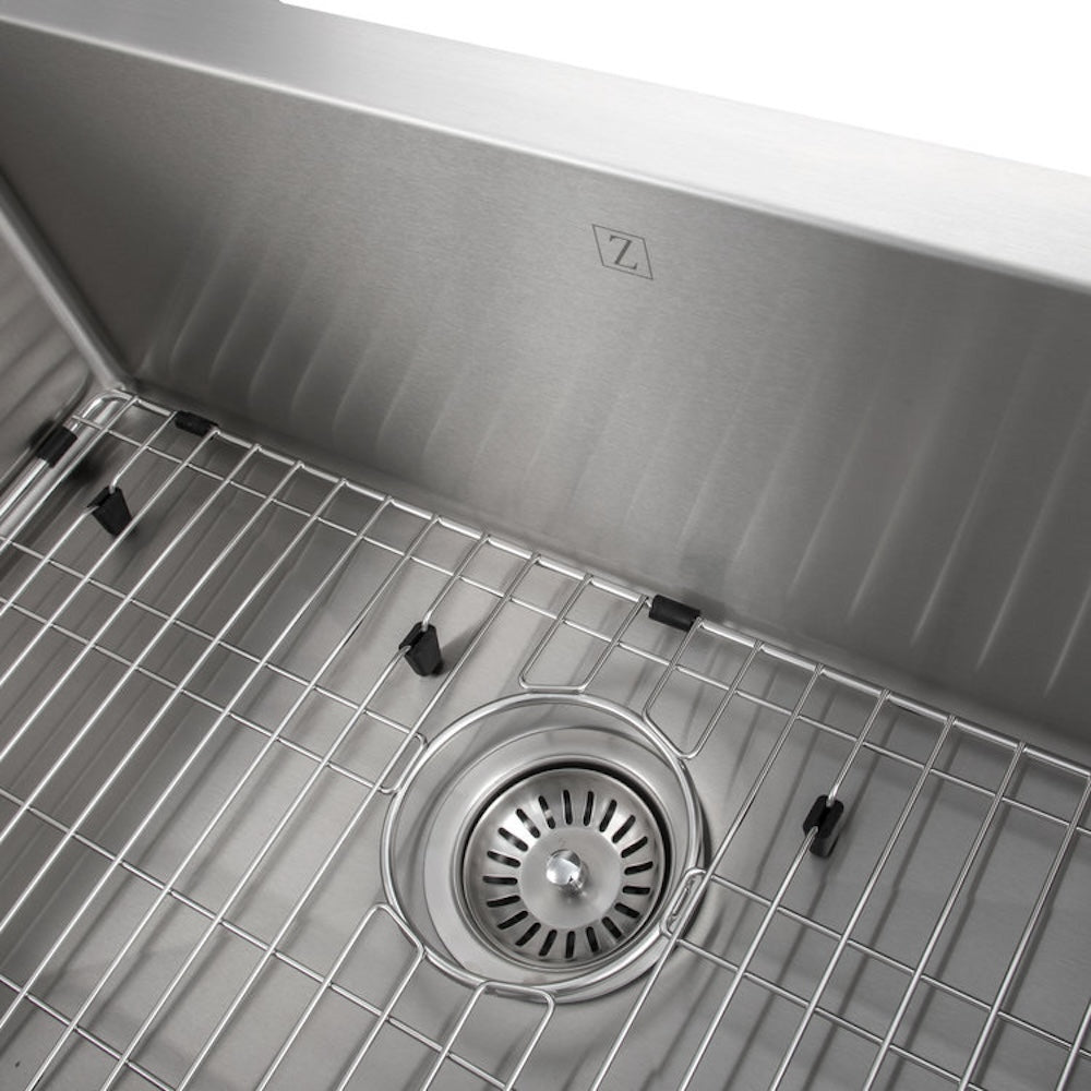 ZLINE 30 in. Zermatt Farmhouse Apron Mount Single Bowl Kitchen Sink with Bottom Grid and Color Options (SAS-30)