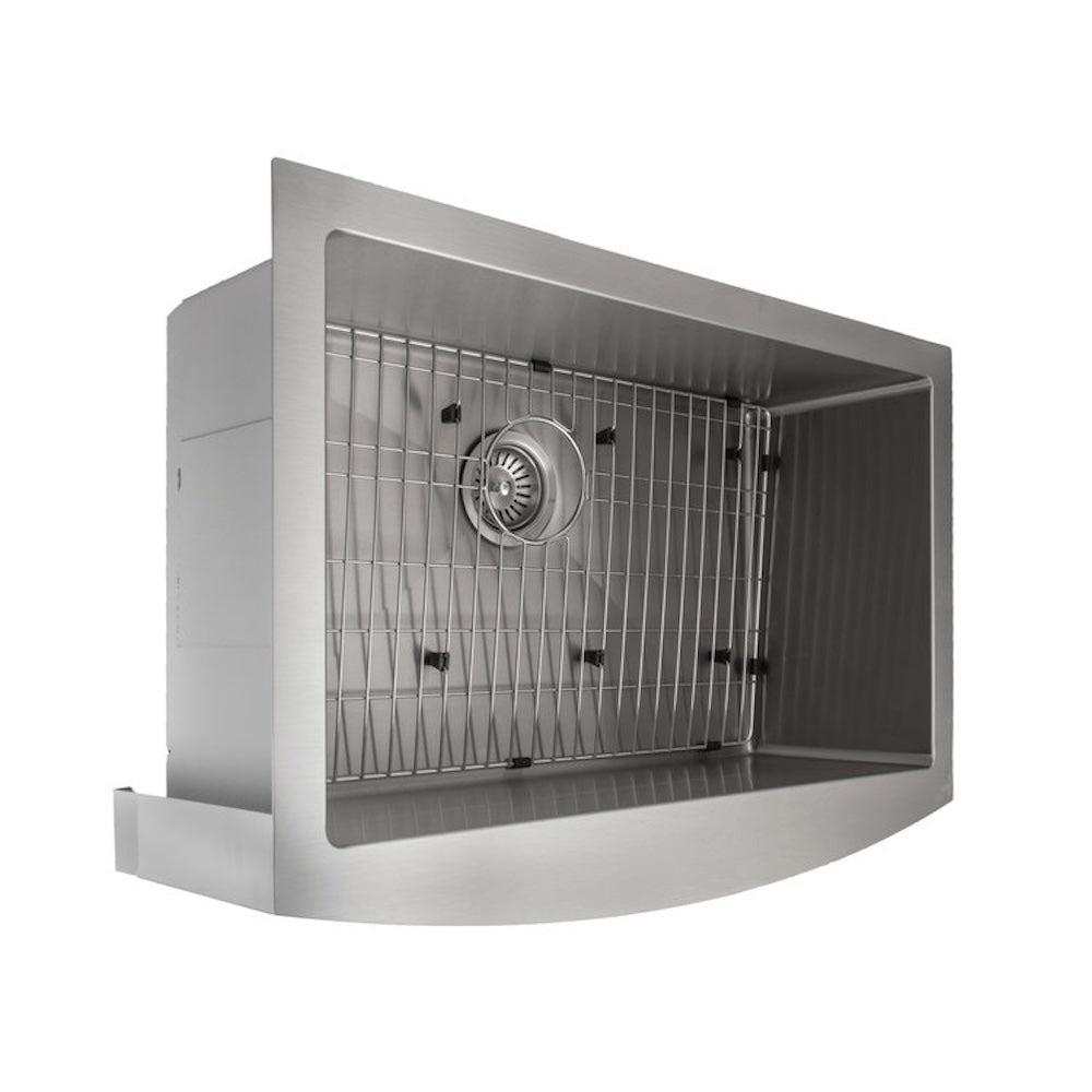 ZLINE 30 in. Zermatt Farmhouse Apron Mount Single Bowl Kitchen Sink with Bottom Grid and Color Options (SAS-30)