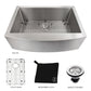 ZLINE 30 in. Zermatt Farmhouse Apron Mount Single Bowl Kitchen Sink with Bottom Grid and Color Options (SAS-30)