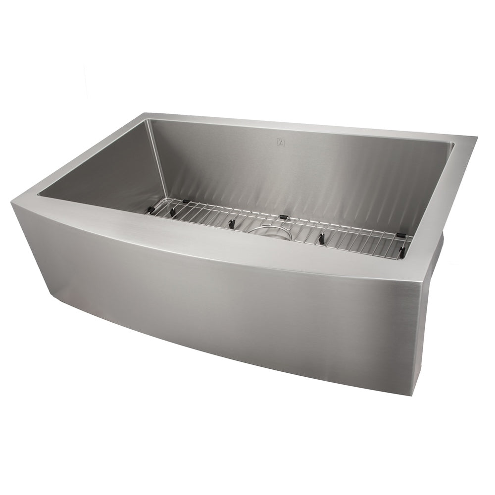 ZLINE 33 in. Vail Farmhouse Apron Mount Single Bowl Kitchen Sink with Bottom Grid and Color Options (SAS-33) main image.