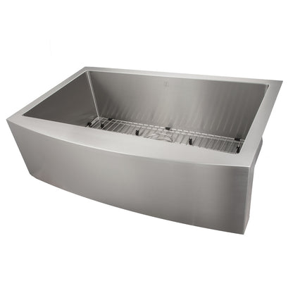 ZLINE 33 in. Vail Farmhouse Apron Mount Single Bowl Kitchen Sink with Bottom Grid and Color Options (SAS-33)