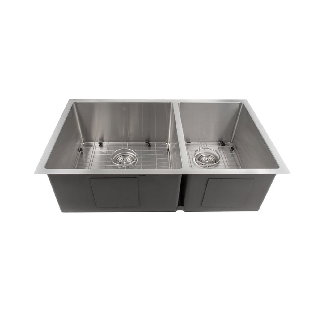 ZLINE 33 in. Chamonix Undermount Double Bowl Kitchen Sink with Bottom Grid (SR60D-33) 