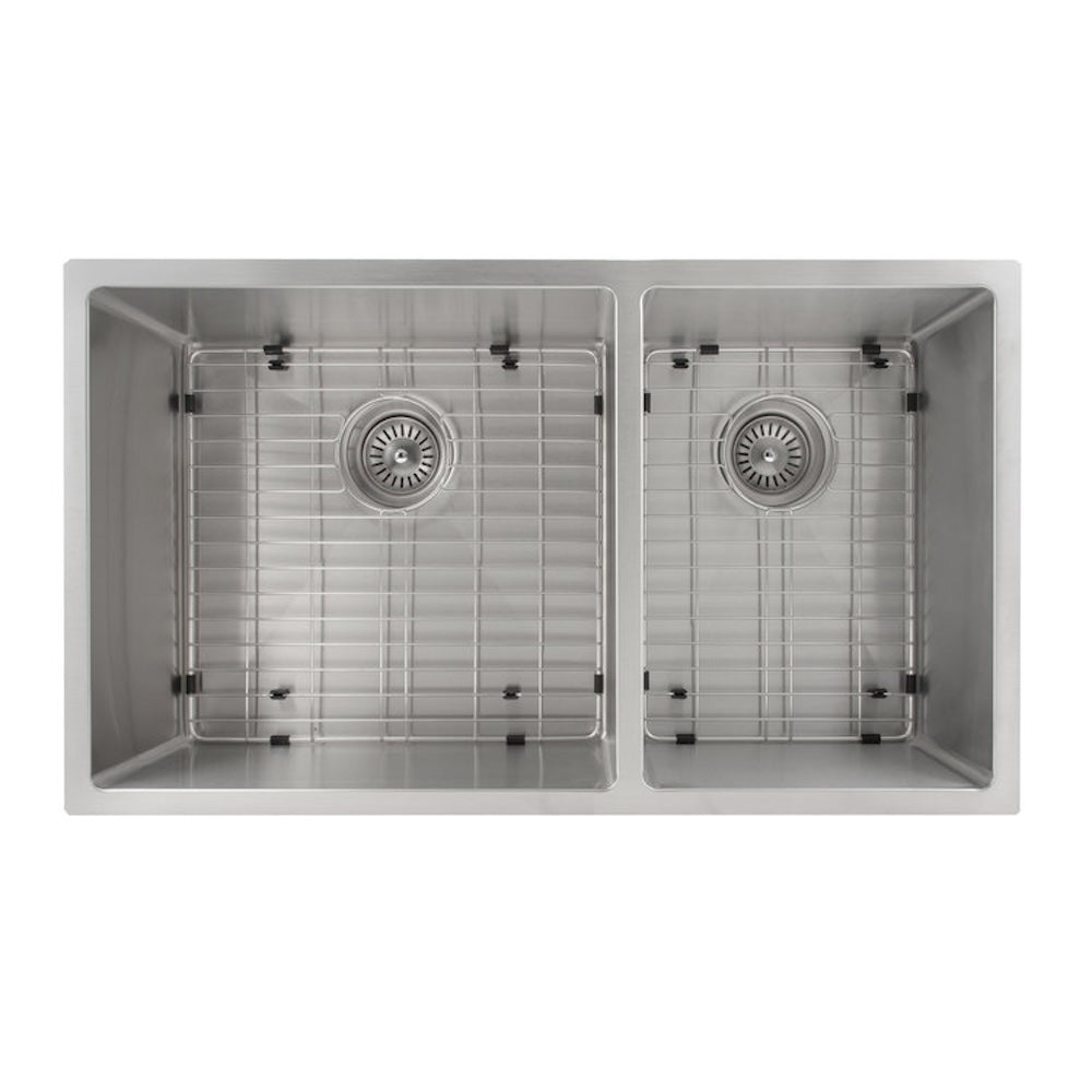 ZLINE 33 in. Chamonix Undermount Double Bowl Kitchen Sink with Bottom Grid (SR60D-33) 