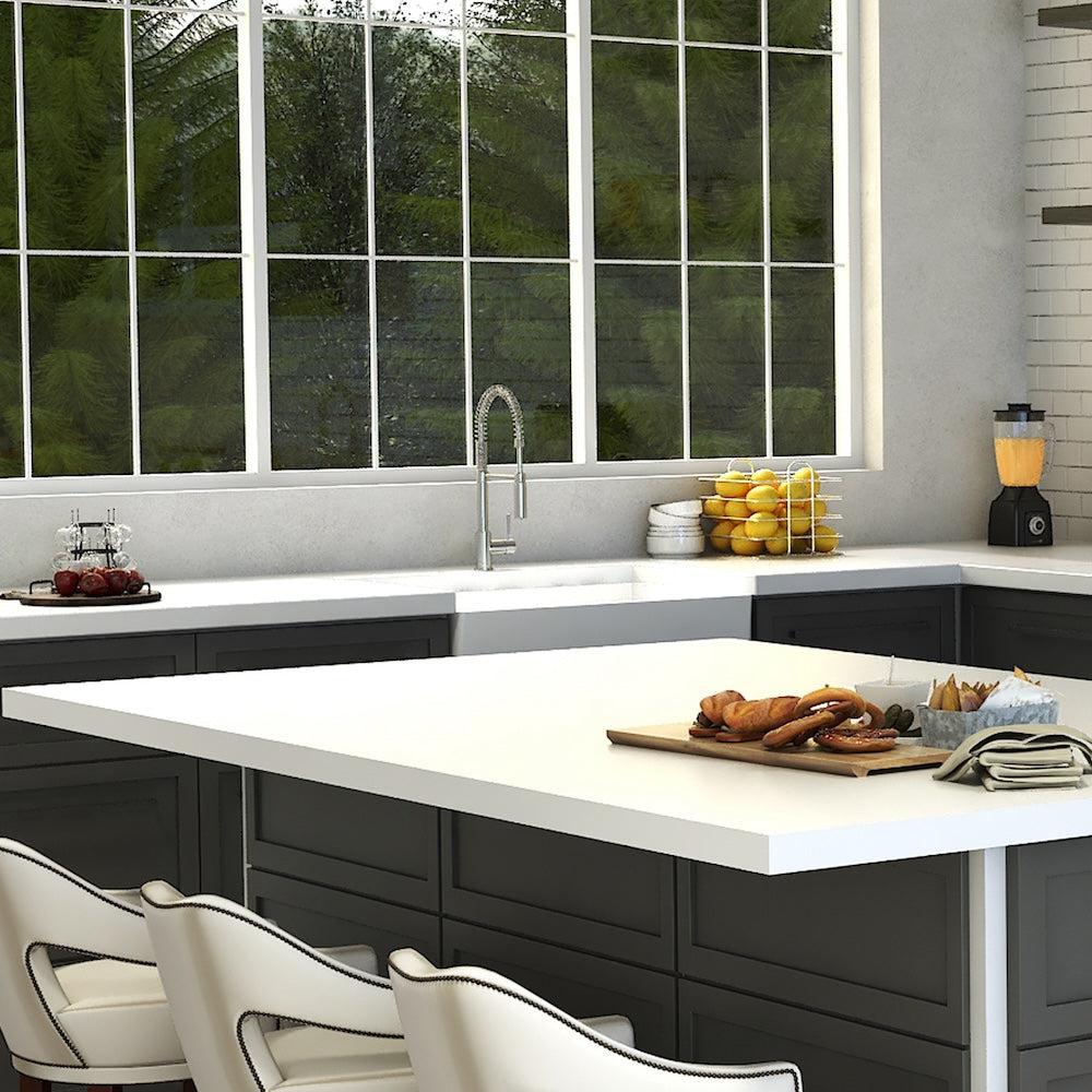 ZLINE Sierra Kitchen Faucet (SRA-KF) Chrome in a luxury kitchen.