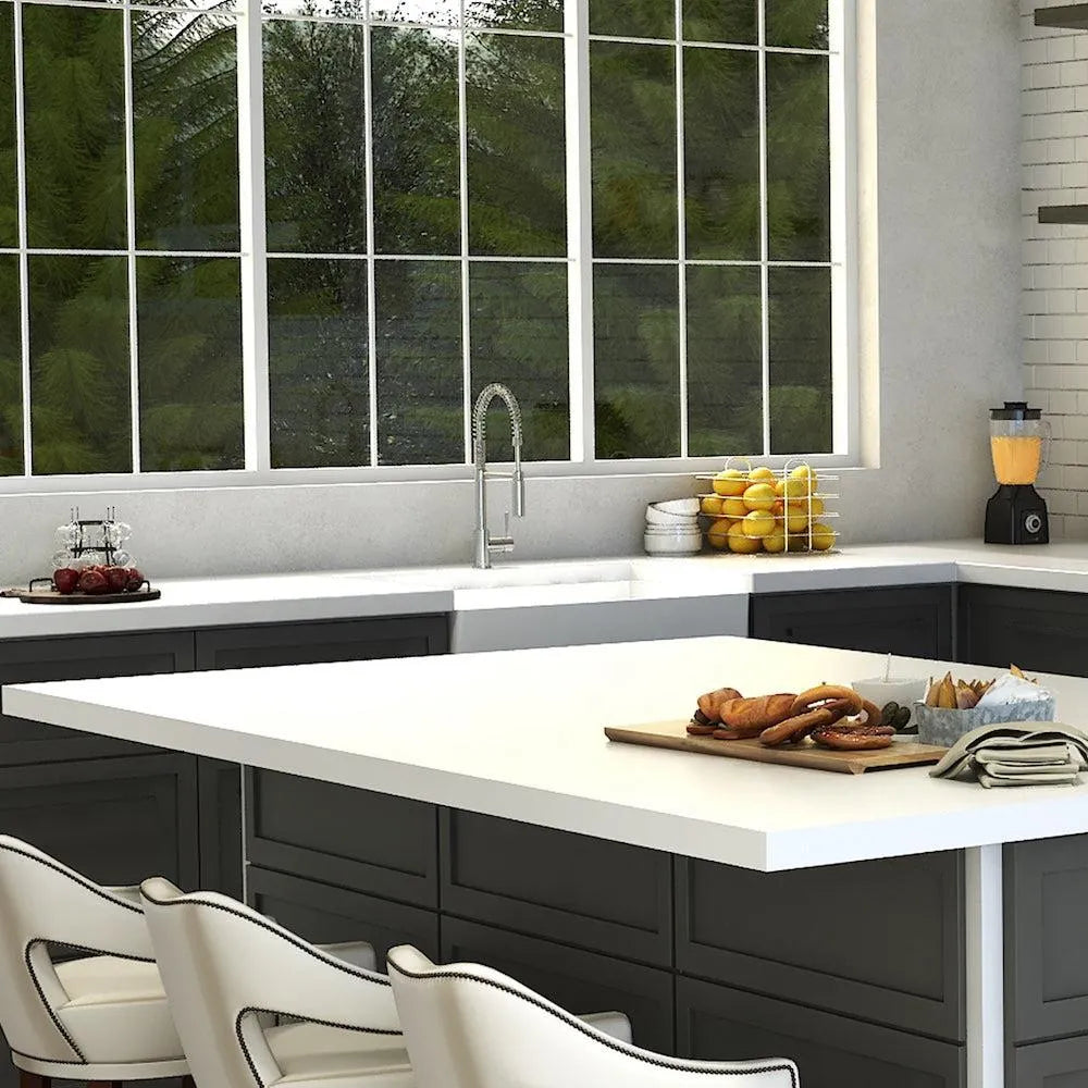 ZLINE Sierra Kitchen Faucet (SRA-KF) Chrome in a luxury kitchen.
