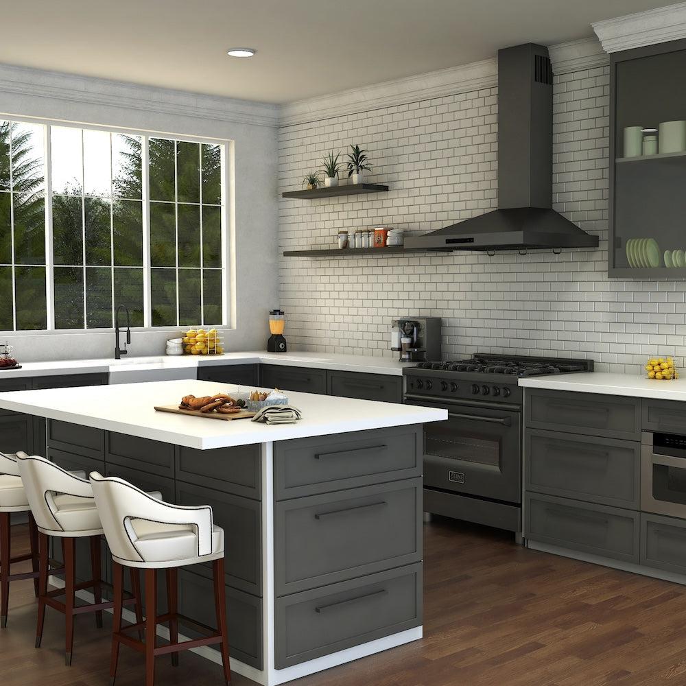 ZLINE Sierra Kitchen Faucet (SRA-KF) Matte Black in a luxury kitchen.