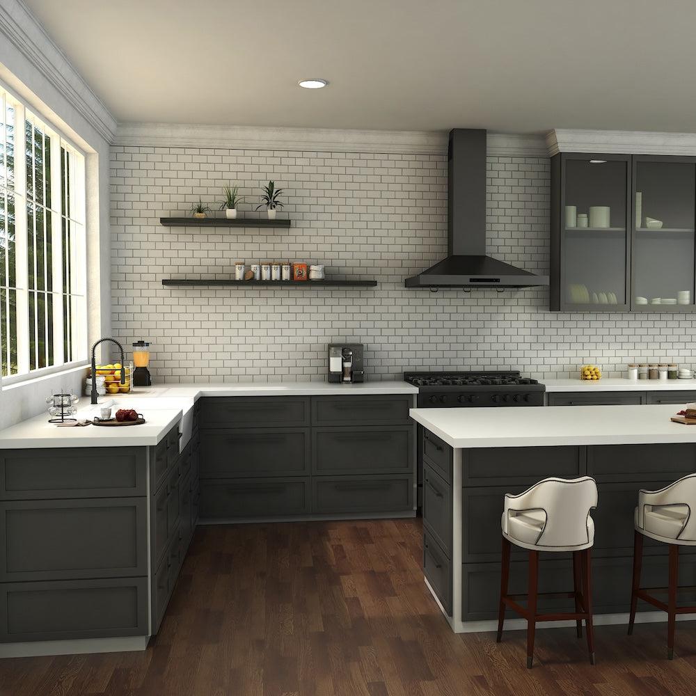 ZLINE Sierra Kitchen Faucet (SRA-KF) Matte Black in a luxury kitchen.