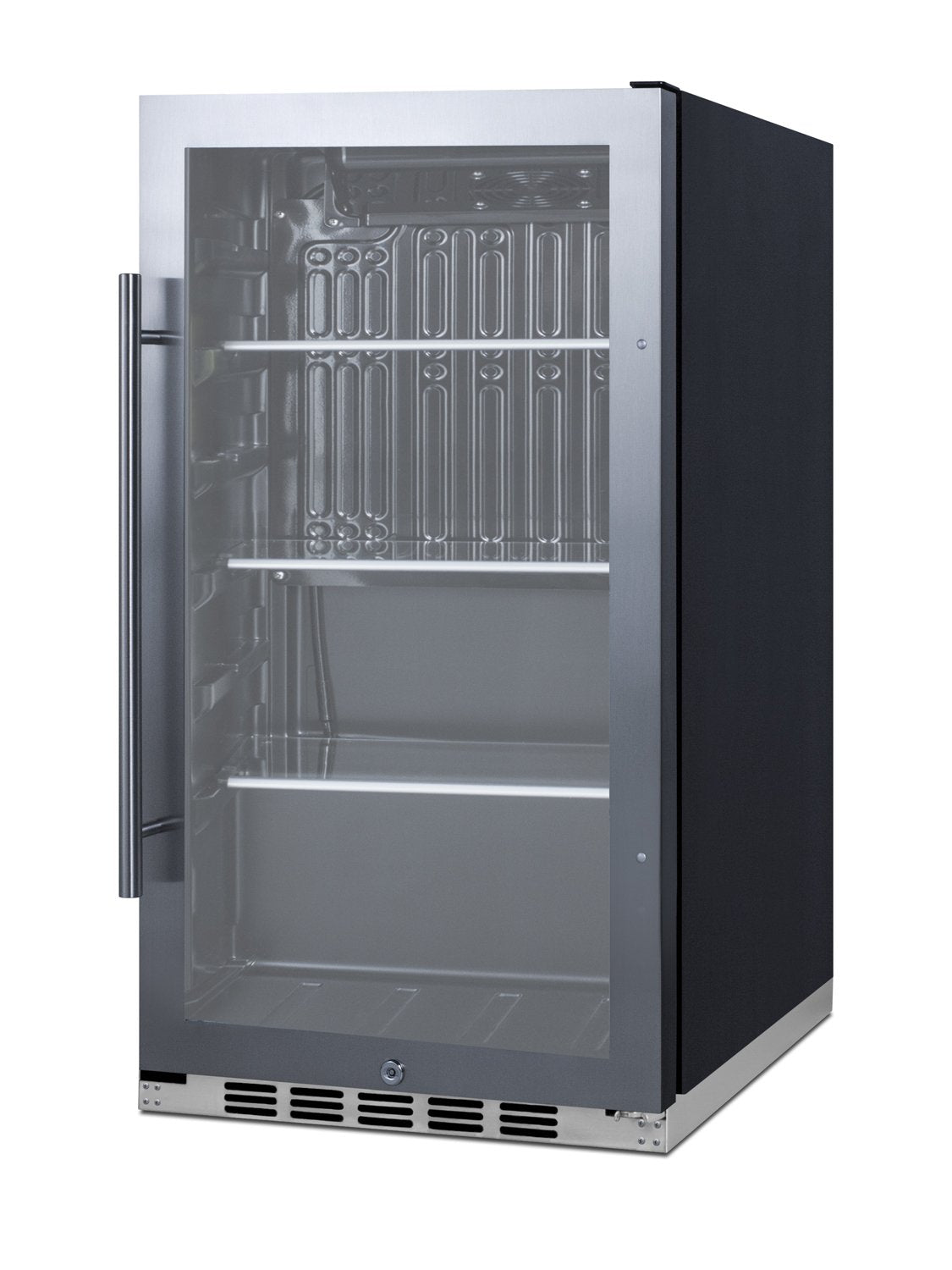 SUMMIT 19 in. Shallow Depth Indoor/Outdoor Beverage Cooler (SPR488BO) Stainless Steel/Glass