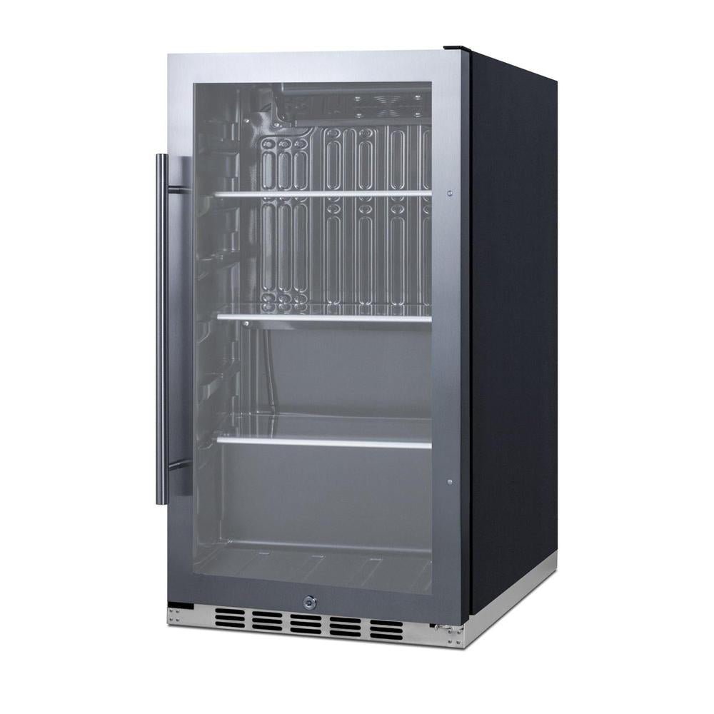 SUMMIT 19 in. Shallow Depth Indoor/Outdoor Beverage Cooler (SPR488BO) Stainless Steel/Glass
