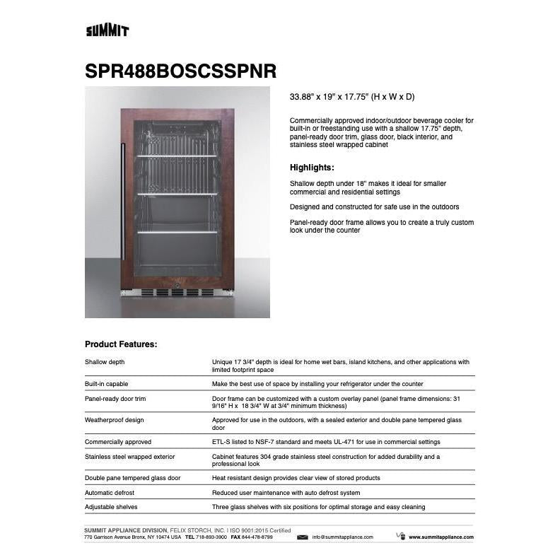 SUMMIT 19 in. Shallow Depth Indoor/Outdoor Beverage Cooler (SPR488BO) 