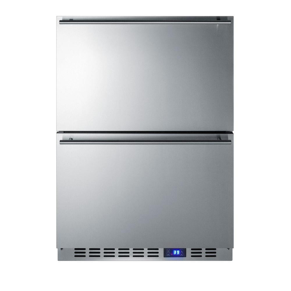SUMMIT 24 in. 2-Drawer All-Refrigerator in Stainless Steel (SPR627OS2D) front, closed.
