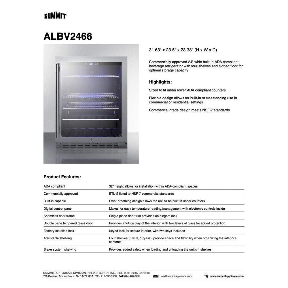 SUMMIT 24 in. ADA-Compliant Built-In Beverage Cooler (ALBV2466) 