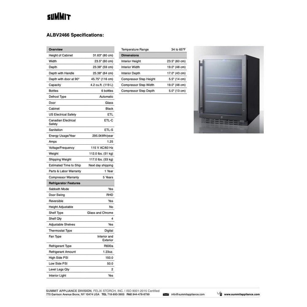 SUMMIT 24 in. ADA-Compliant Built-In Beverage Cooler (ALBV2466) 