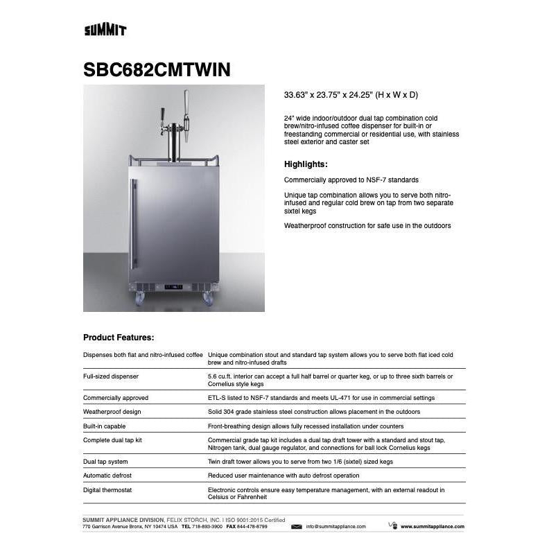 SUMMIT 24 in. Built-In Cold Brew/Nitro-Infused Coffee Kegerator (SBC682CMTWIN) 