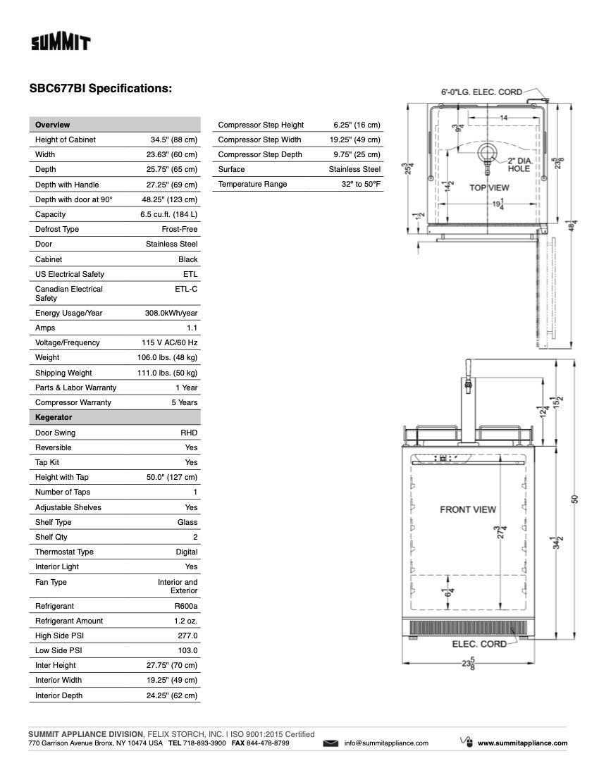 SUMMIT 24 in. Built-In Kegerator (SBC677BI) 