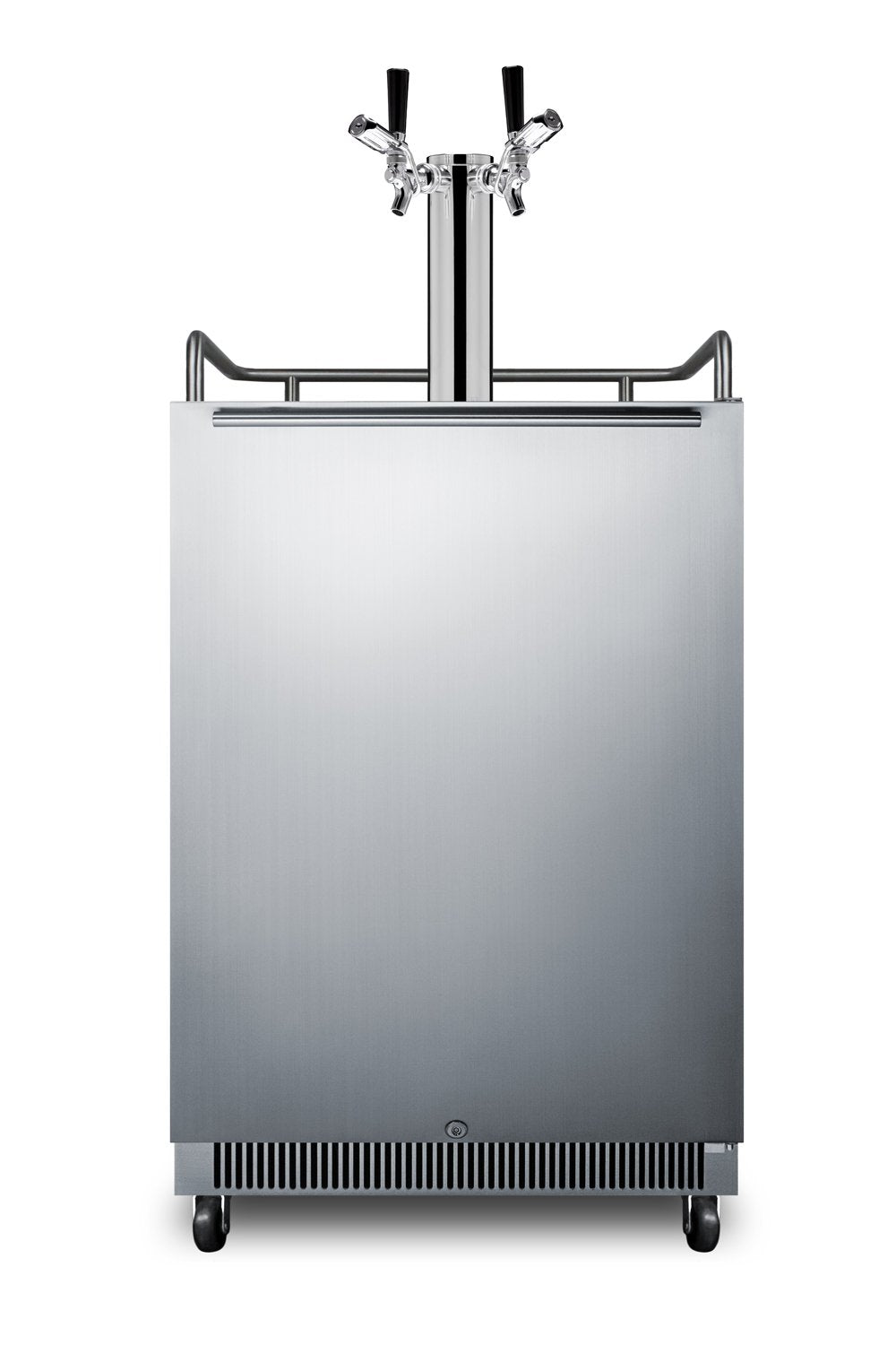 SUMMIT 24 in. Built-In Kegerator with TapLock in Stainless Steel (SBC677BITWINTL) front, closed.